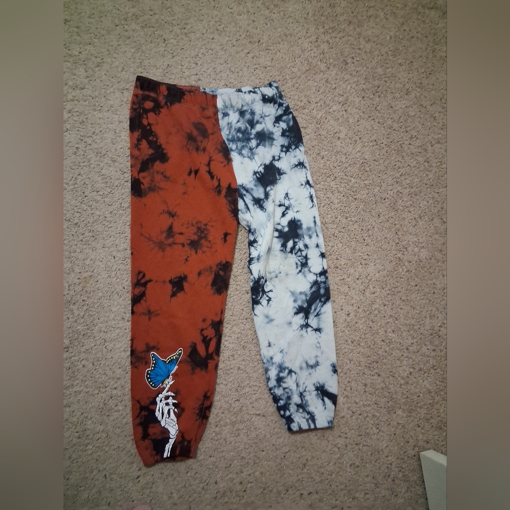 Empyre Black and Orange Tie-Dye Joggers